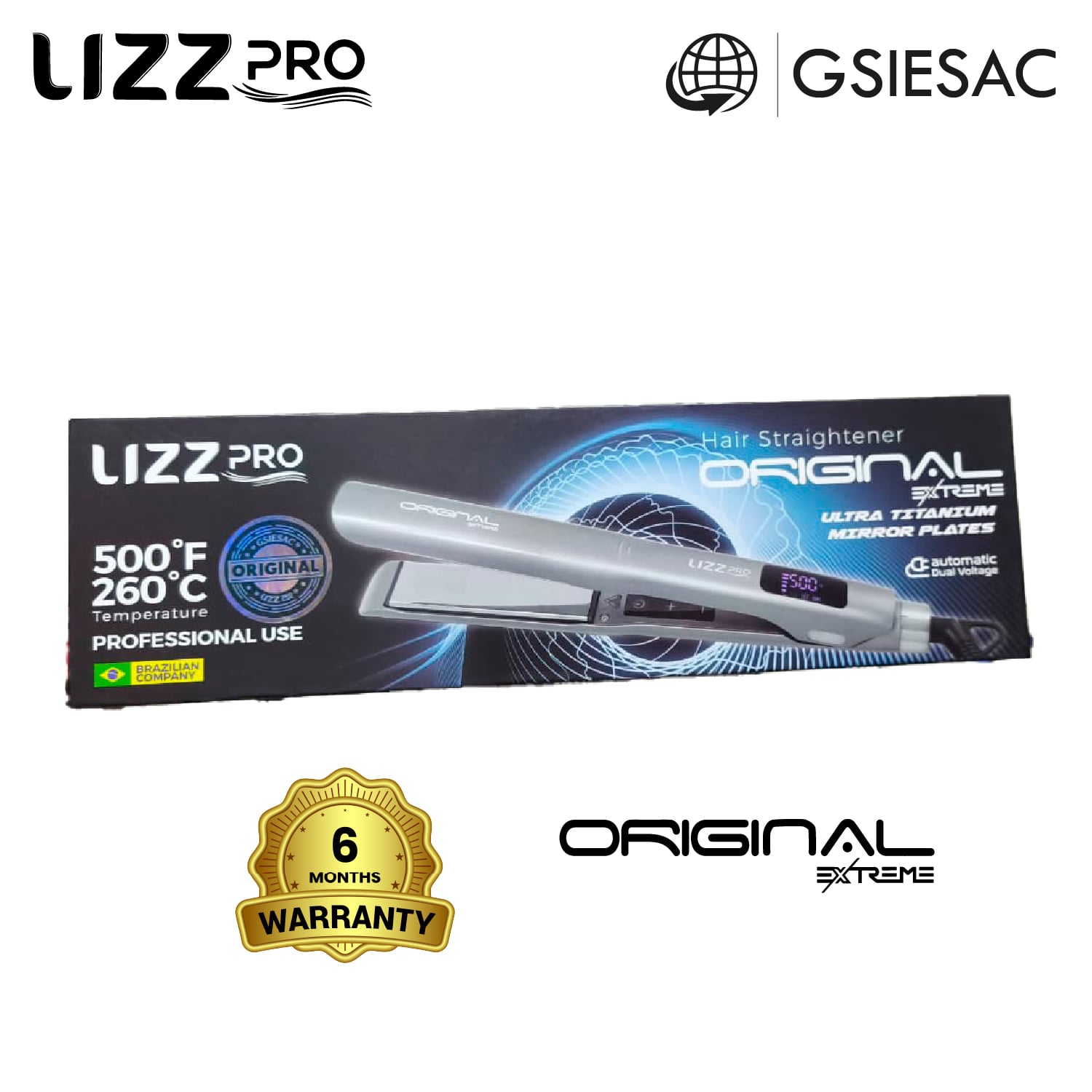 LIZZ PRO PACK PLANCHA PROFESIONAL EXTREME 500°F + (REGALO) CEPILLO ALISADOR - 2
