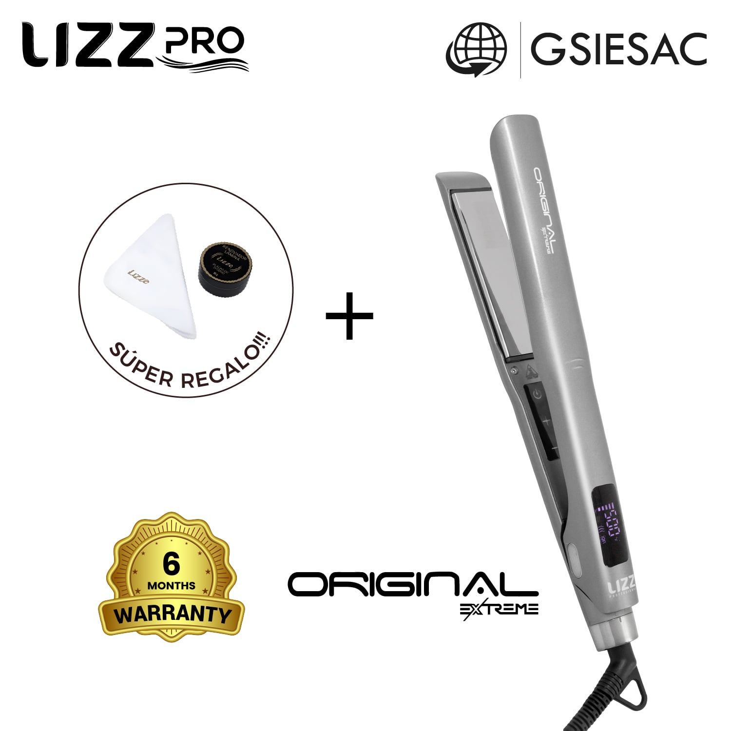 LIZZ PRO PACK PLANCHA PROFESIONAL EXTREME 500°F + (REGALO) KIT PULIMENTO TITANIUM LIZZE - 1