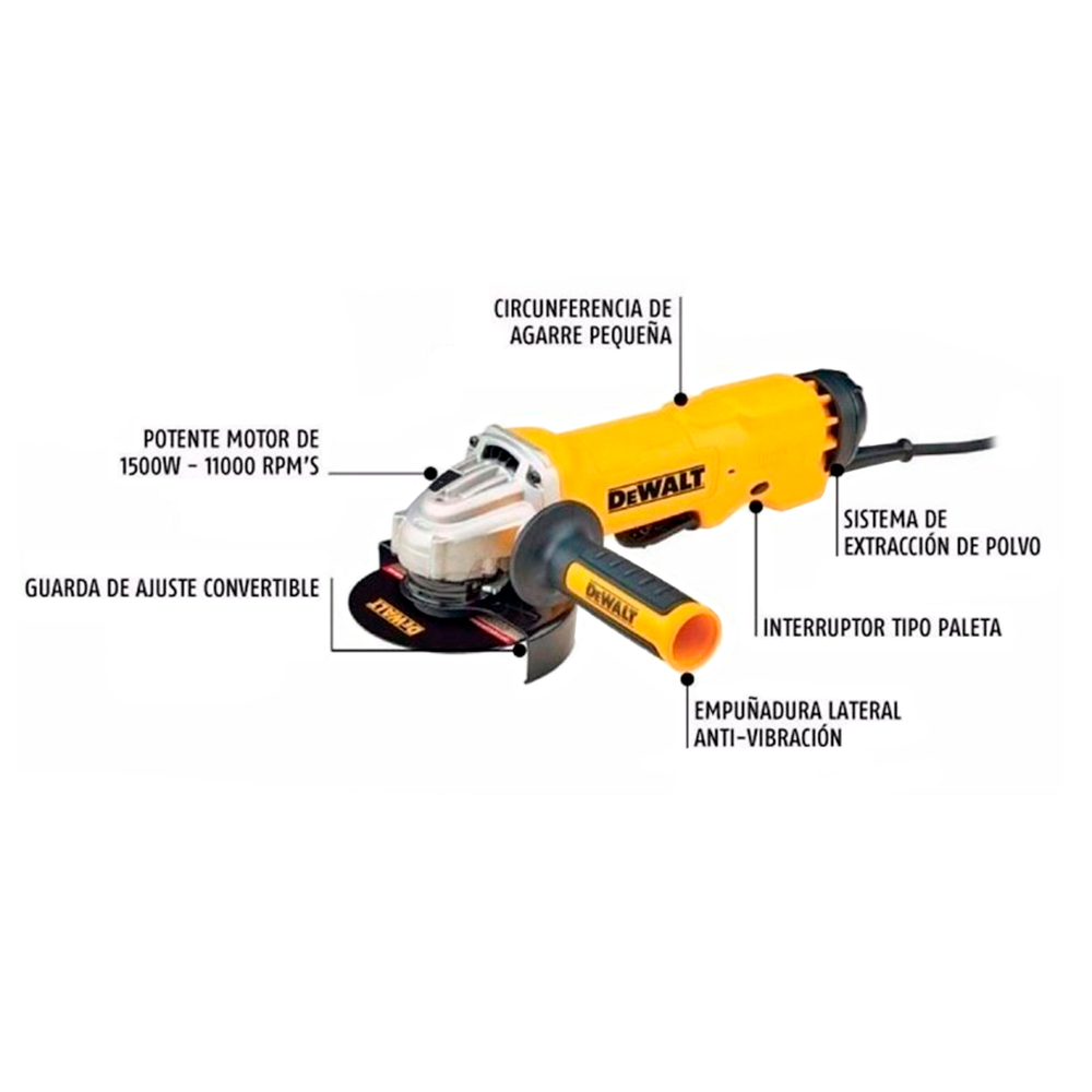 ESMERIL AMOLADORA DEWALT 4 1/2' 1500W DWE4314 INDUSTRIAL - 2