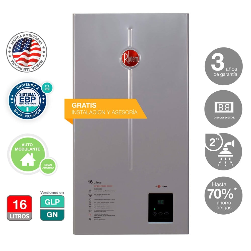 TERMA A GAS RHEEM TIRO NATURAL 16 L GN - 1