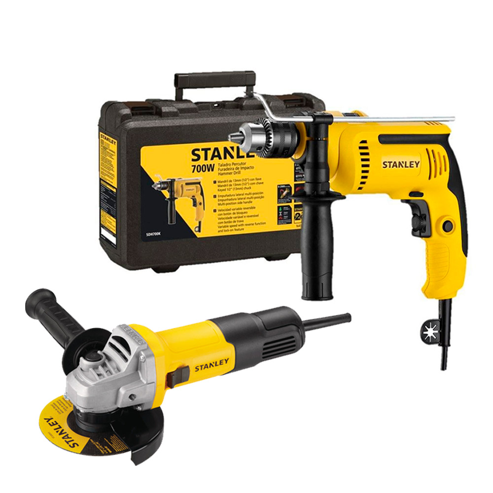 TALADRO PERCUTOR STANLEY SDH700K 1/2' 700W + AMOLADORA 750W - 1
