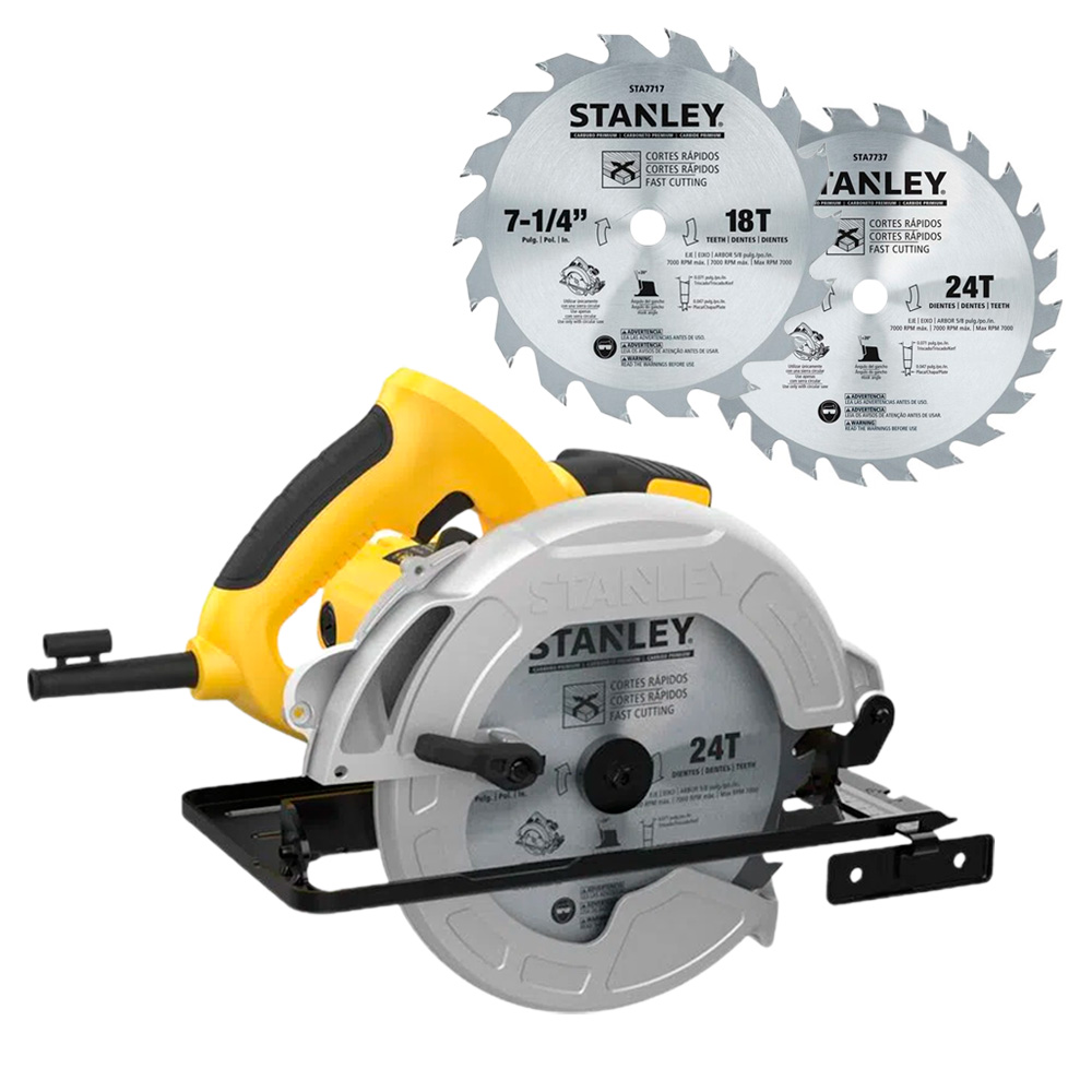 SIERRA CIRCULAR STANLEY SC16D2 7-1/4' + 2 DISCOS DE SIERRA - 1