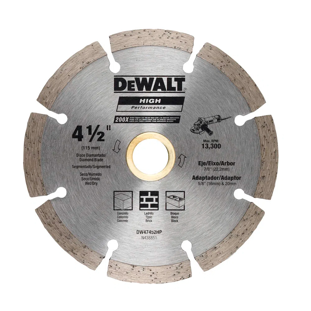DISCO DIAMANTADO 1 PIEZA DEWALT SEGMENTADO DW47452HP 4 1/2' - 1