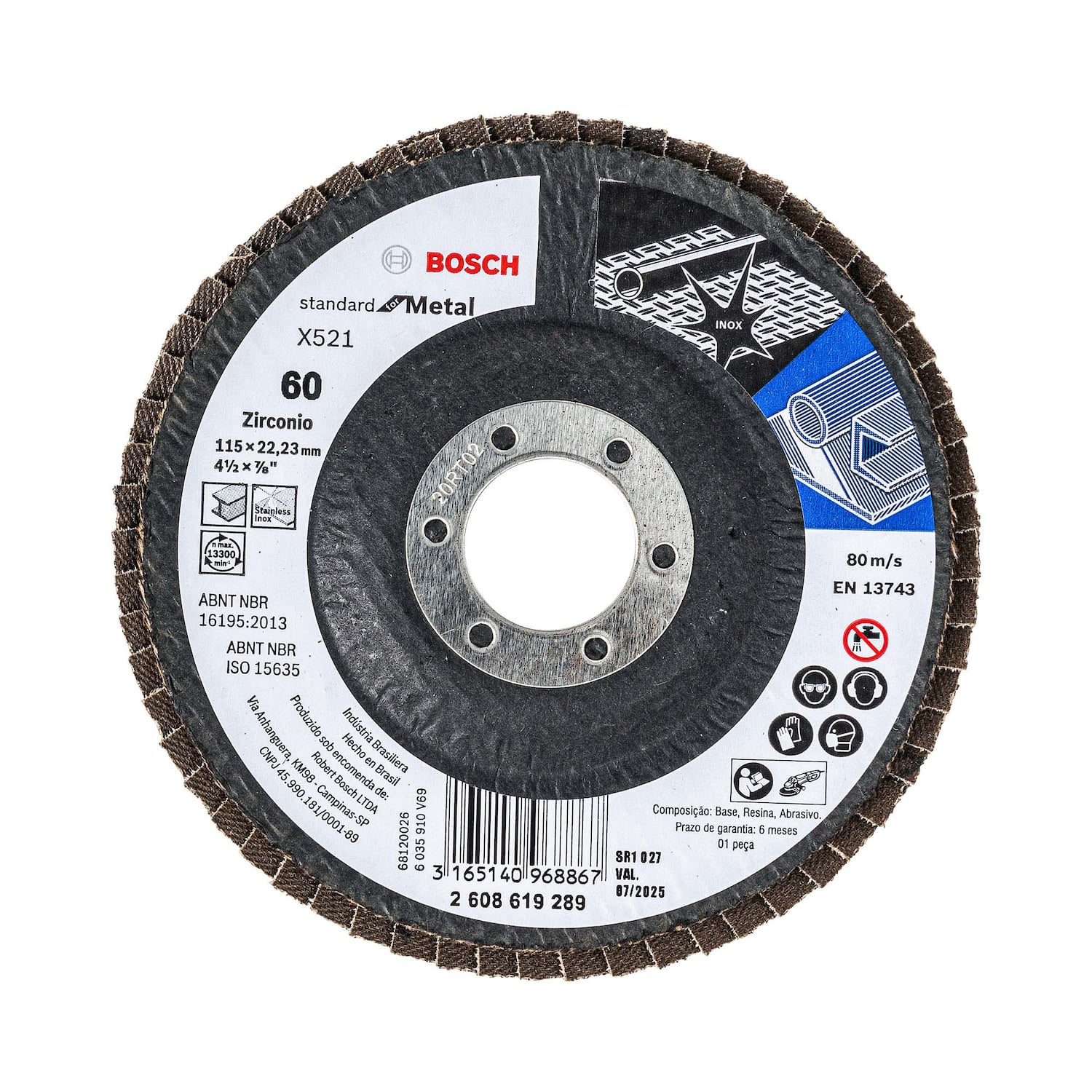 BOSCH DISCO FLAP ECO INOX METAL 115MM GR60 CURVO FIBRA - 1