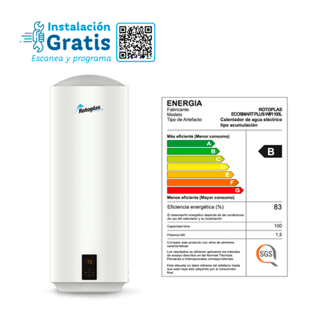 TERMA ROTOPLAS ACUMULACIÓN ECOSMART WIFI 100L - 7