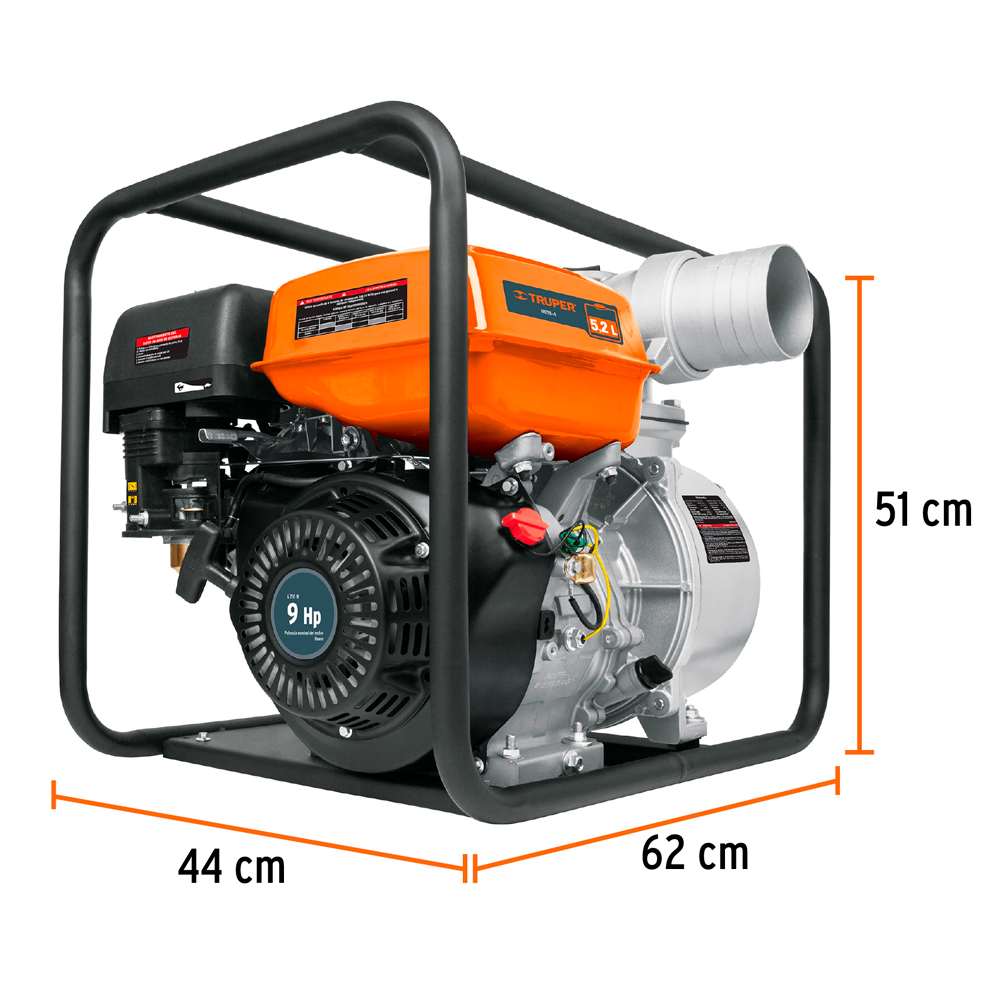 MOTOBOMBA AUTOCEBANTE 4' X 4' A GASOLINA 9 HP 17118 TRUPER - 2
