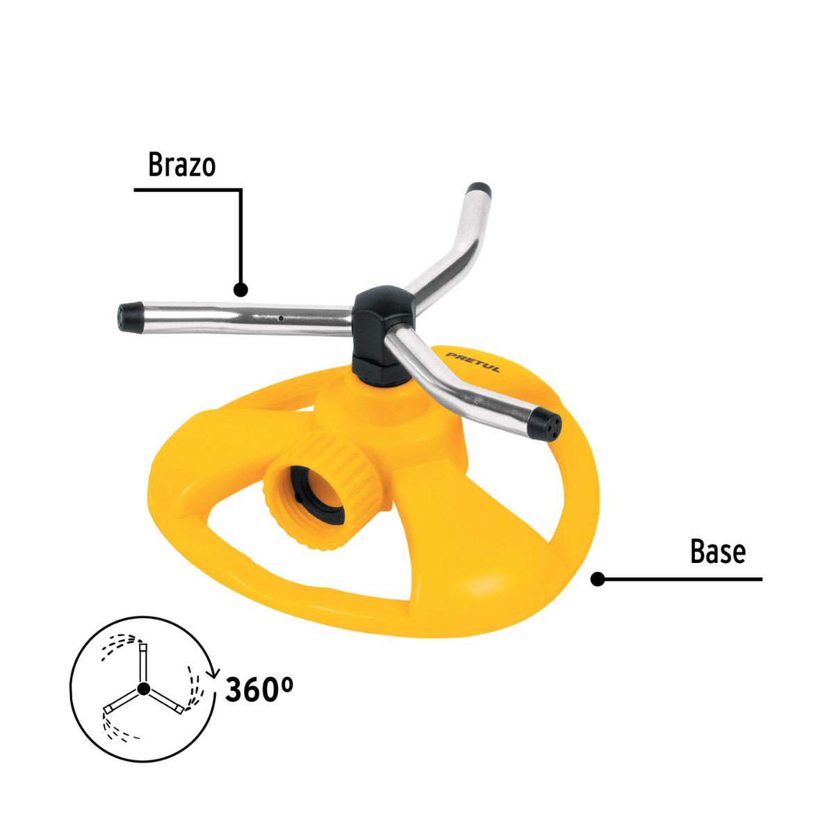 ASPERSOR GIRATORIO 3 BRAZOS CON BASE PLÁSTICA REG-3 PRETUL - 2