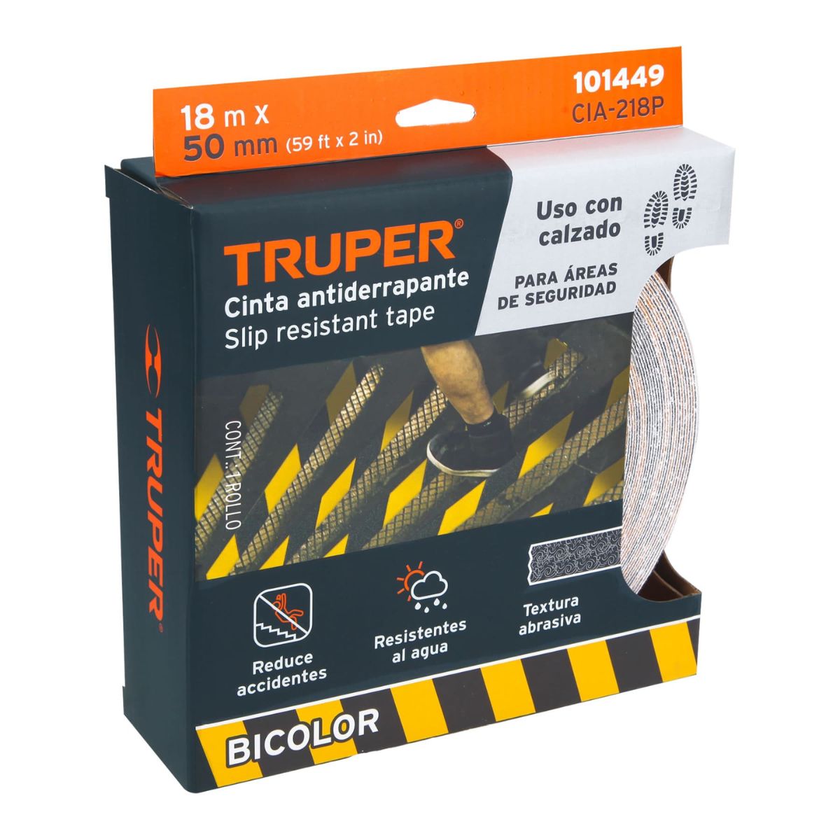 CINTA ANTIDERRAPANTE AMARILLA/NEGRA 18M 50MM CIA-218P TRUPER - 2