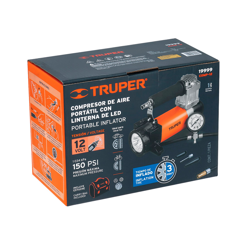 COMPRESOR DE AIRE PARA AUTO COMP-12 TRUPER - 2