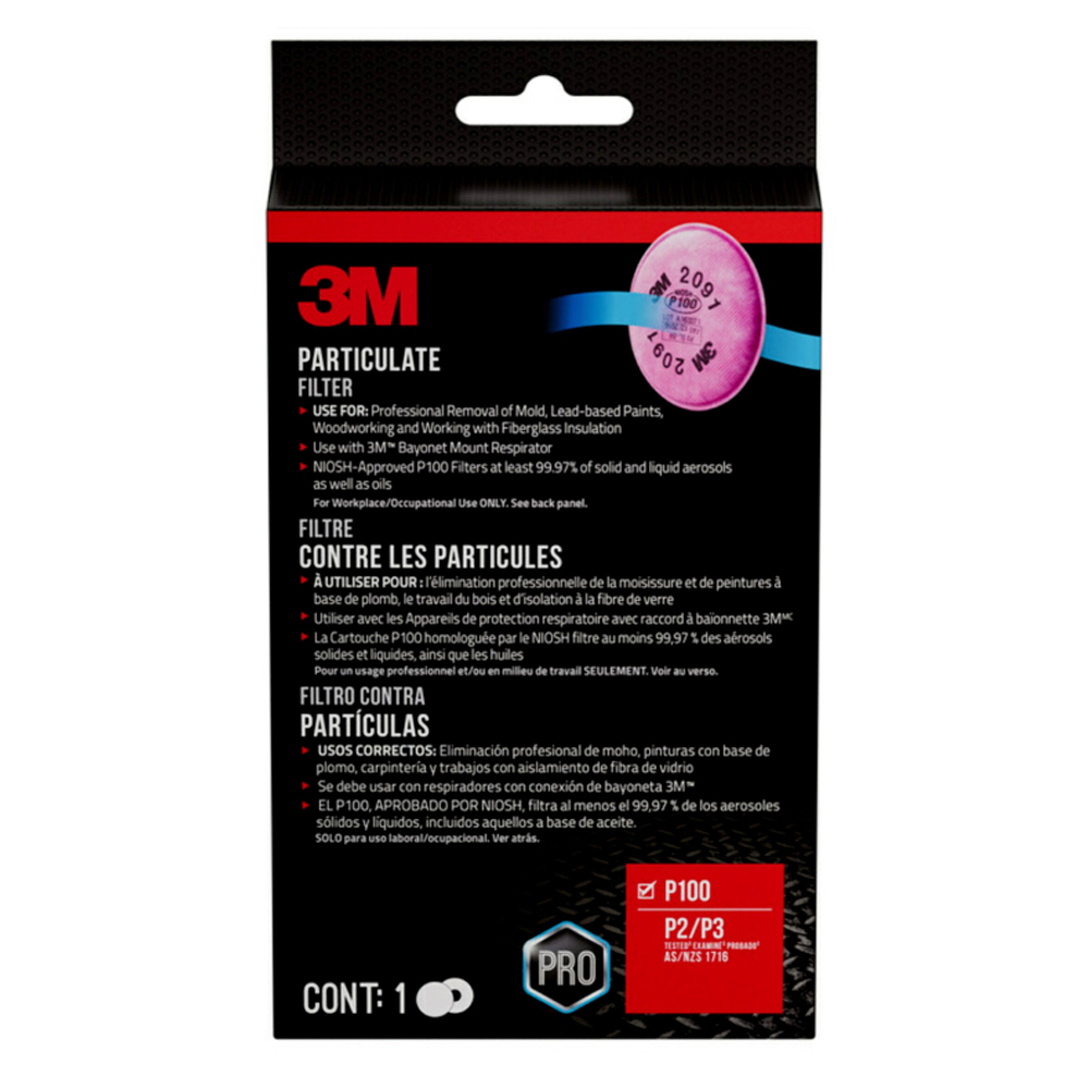 FILTRO DE PARTÍCULAS 3M PARA RESPIRADOR – PROTECCIÓN P100 - 1