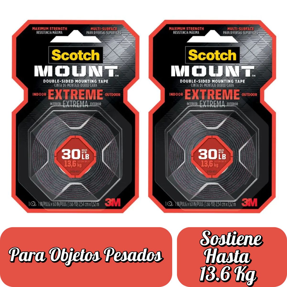PACK X2 CINTA ADHESIVA SCOTCH MOUNT EXTREMA - 1