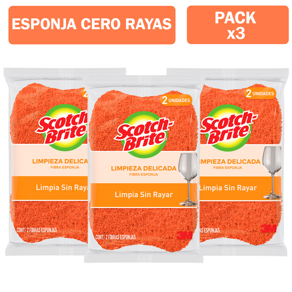 PACK X3 ESPONJA SCOTCH BRITE CERO RAYAS COCINA X2 - 1