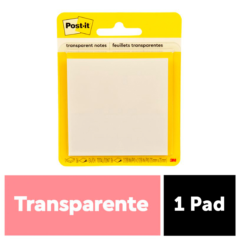 NOTAS ADHESIVAS POST IT TRANSPARENTES 73MMX73MM - 1
