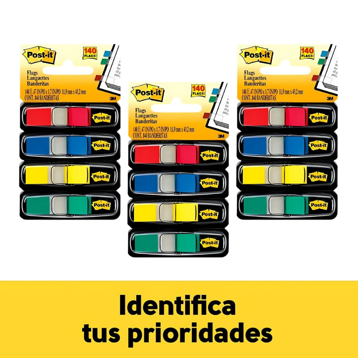 PACK X3 BANDERITAS POST IT COLORES CLASICOS X4 - 1