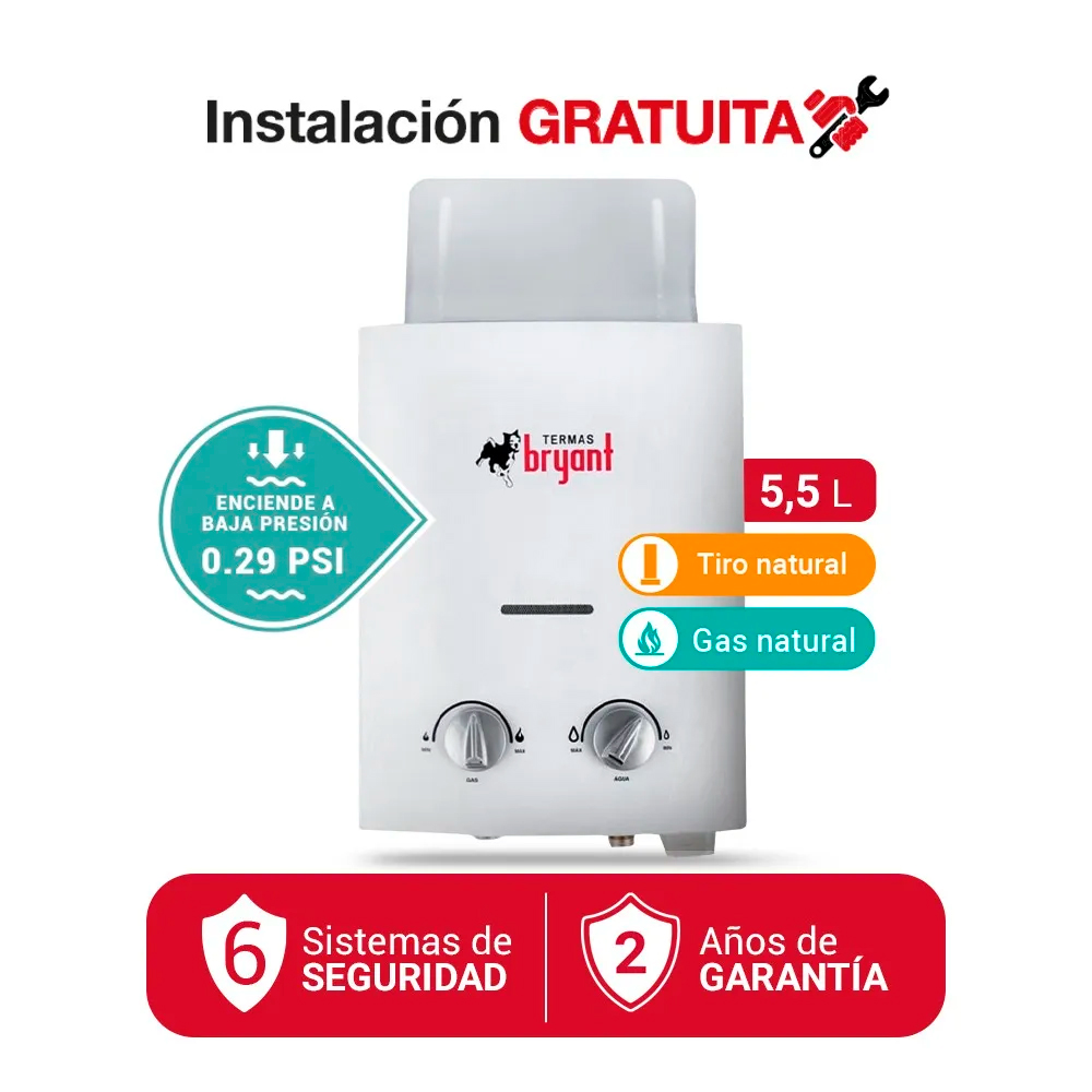 TERMA A GAS NATURAL BRYANT 5.5L TIRO NATURAL - 2