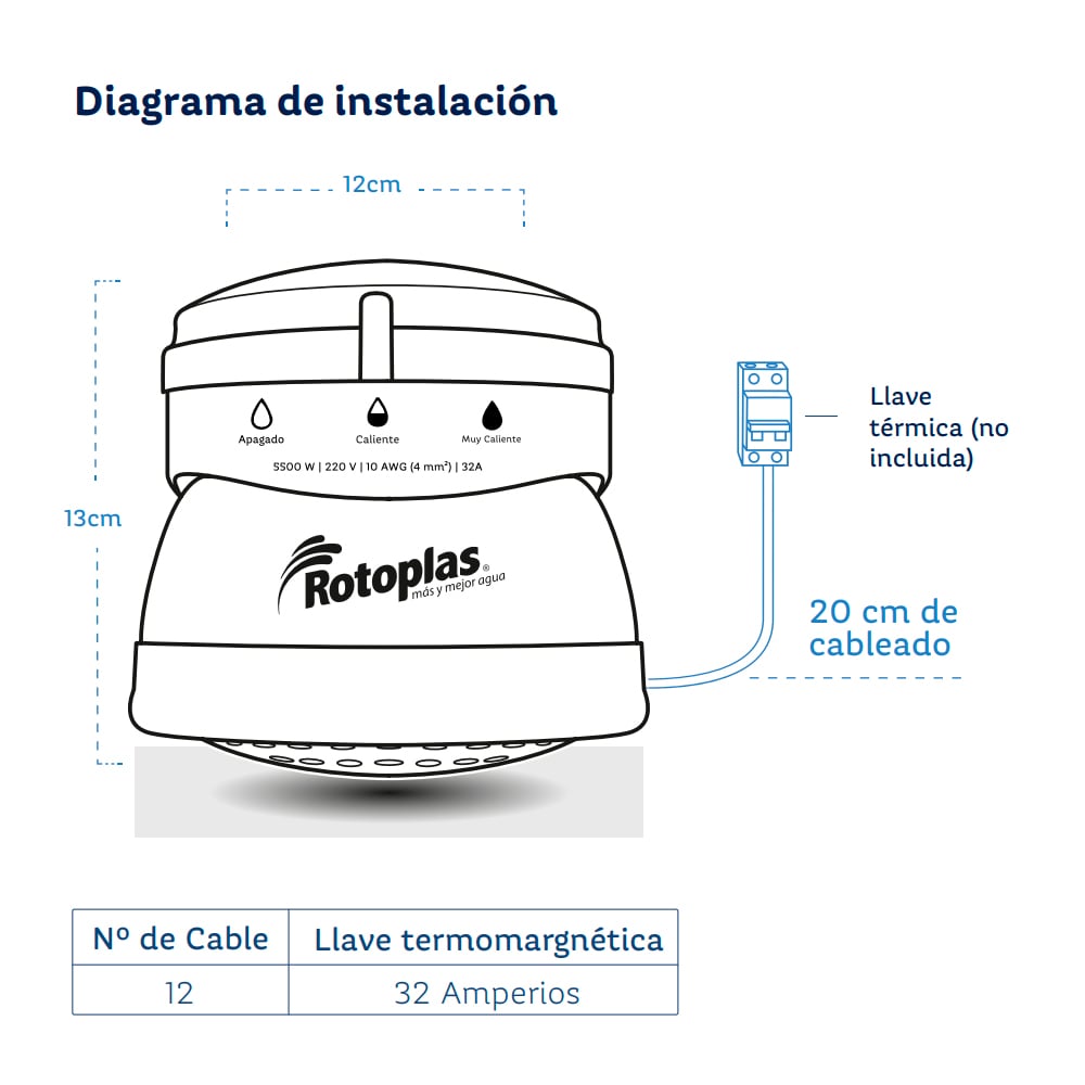 DUCHA ELECTRICA ROTOPLAS 3T 5500W - 2