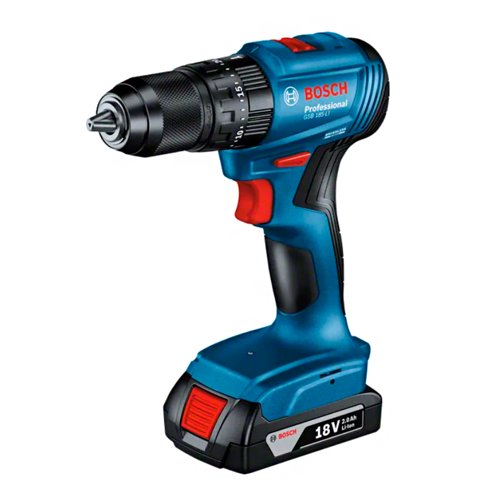 TALADRO PERCUTOR GSB 185 BOSCH + 1 BAT + SET 91 PIEZAS - 2