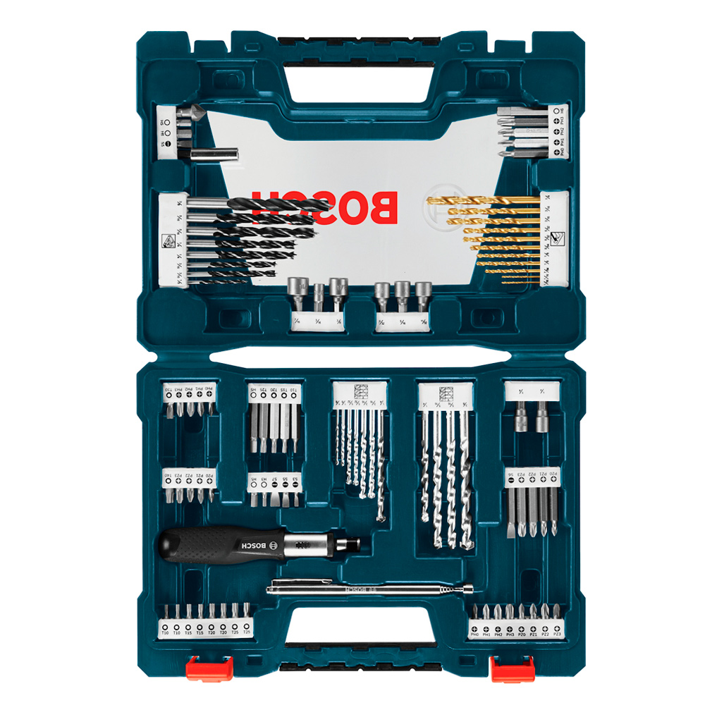 TALADRO PERCUTOR GSB 185 BOSCH + 1 BAT + SET 91 PIEZAS - 3