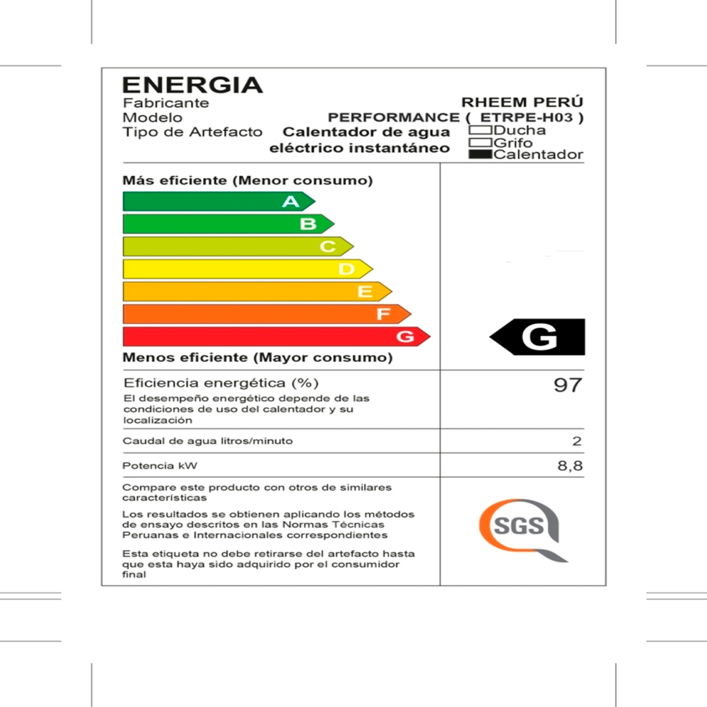 RAPIDUCHA ELÉCTRICA RHEEM PERFORMANCE 8.8KW DIGITAL - 8