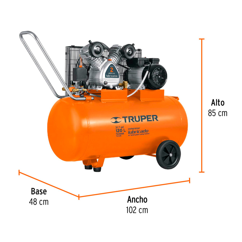 COMPRESORA HORIZONTAL 120L 4HP TRUPER COMP-120LHC - 2