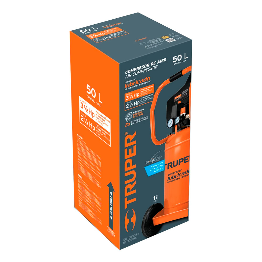 COMPRESORA VERTICAL 50L 3.5HP TRUPER COMP-50LV-260 - 4