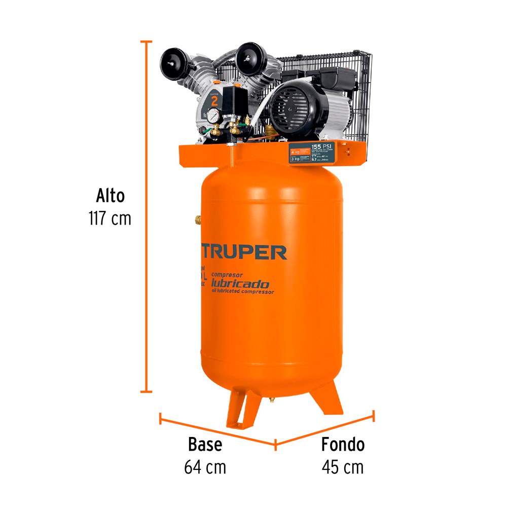 COMPRESORA VERTICAL 120L 4HP TRUPER COMP-120LVC - 3