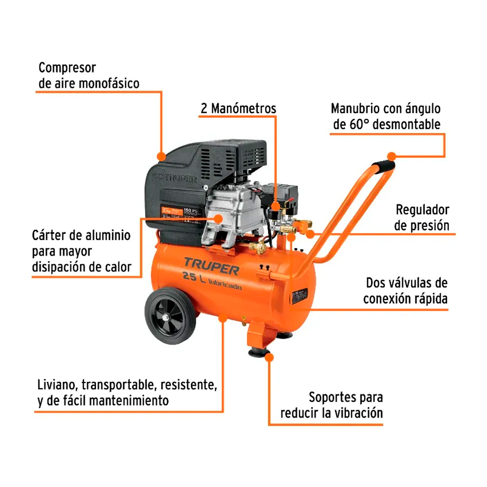 COMPRESORA AIRE 25L 220V TRUPER COMP-25LT-260 - 3