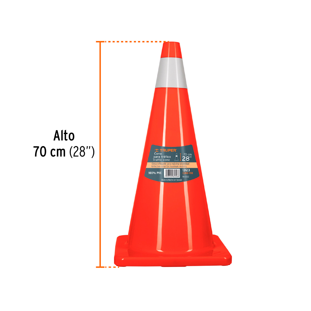 CONO SEGURIDAD 70CM REFLECTIVO TRUPER CONO-70R - 2