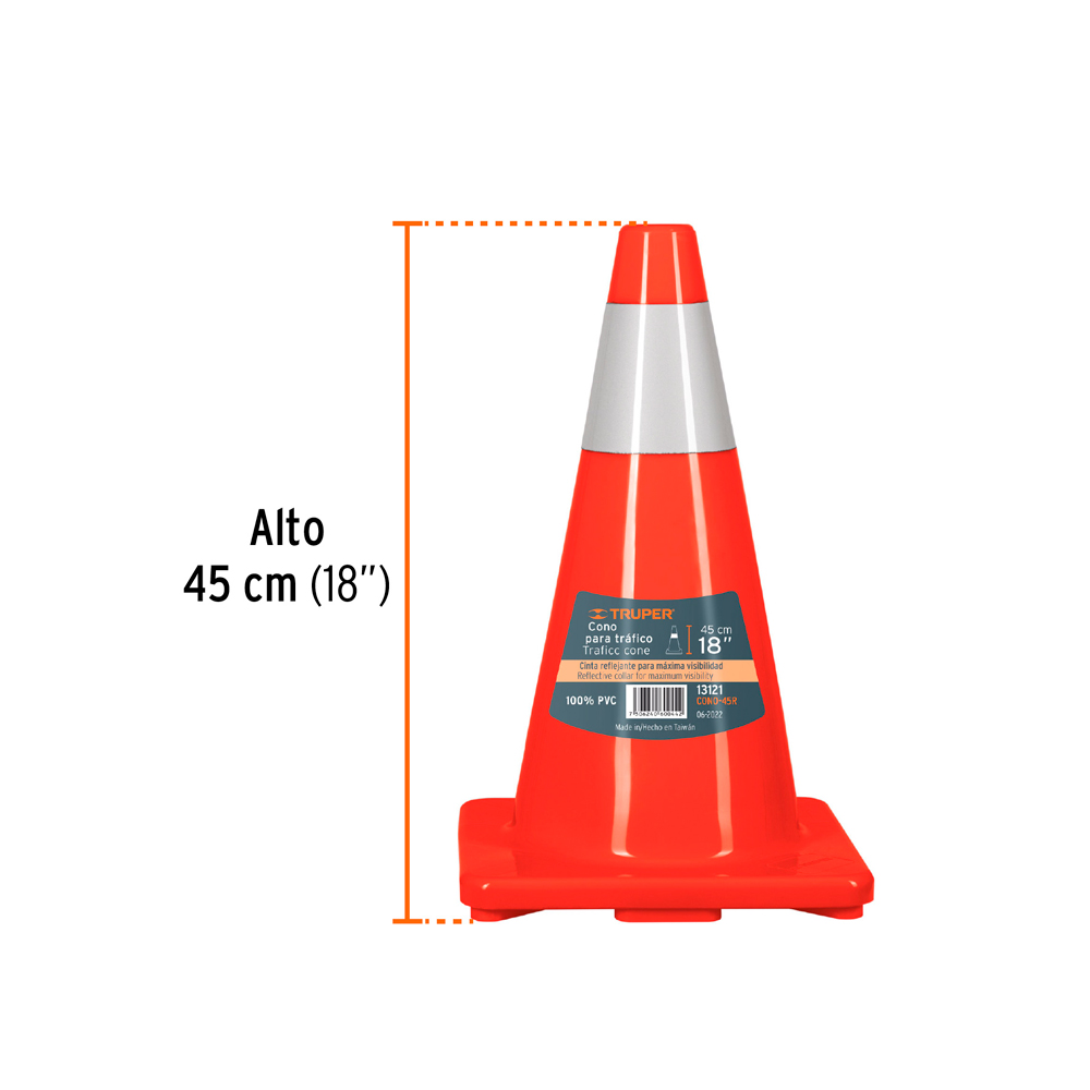 CONO SEGURIDAD 45CM REFLECTIVO TRUPER CONO-45R - 2