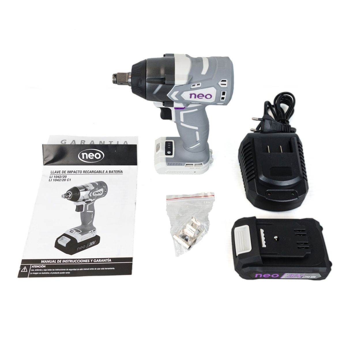 LLAVE DE IMPACTO 20V 1/2 420NM + BAT 2AH + CARGADOR NEO - 1