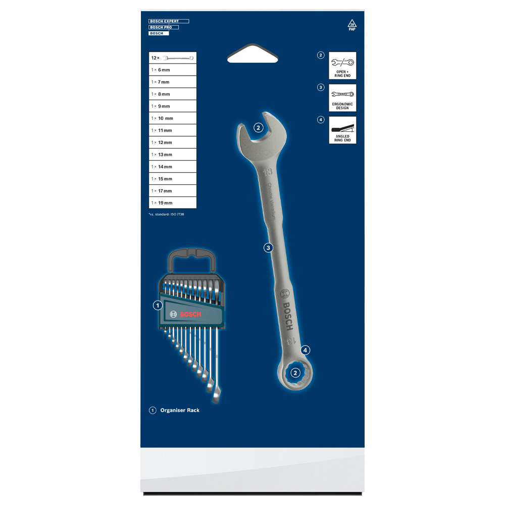 JUEGO LLAVE COMBINADA BOSCH 6-19 MM X12 PZ - 2