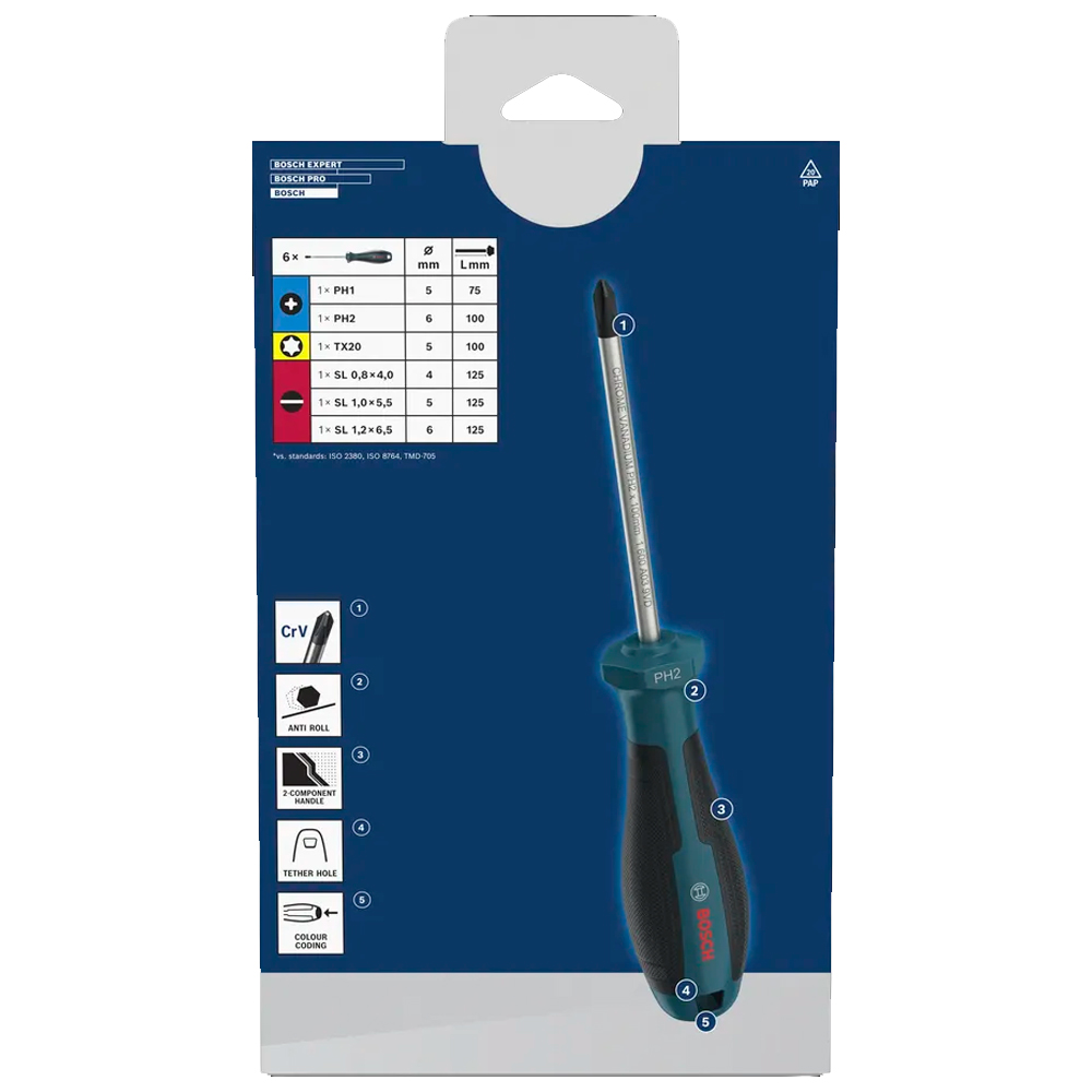 JUEGO DESTORNILLADOR BOSCH PH/TX/SL X6 PZ - 3