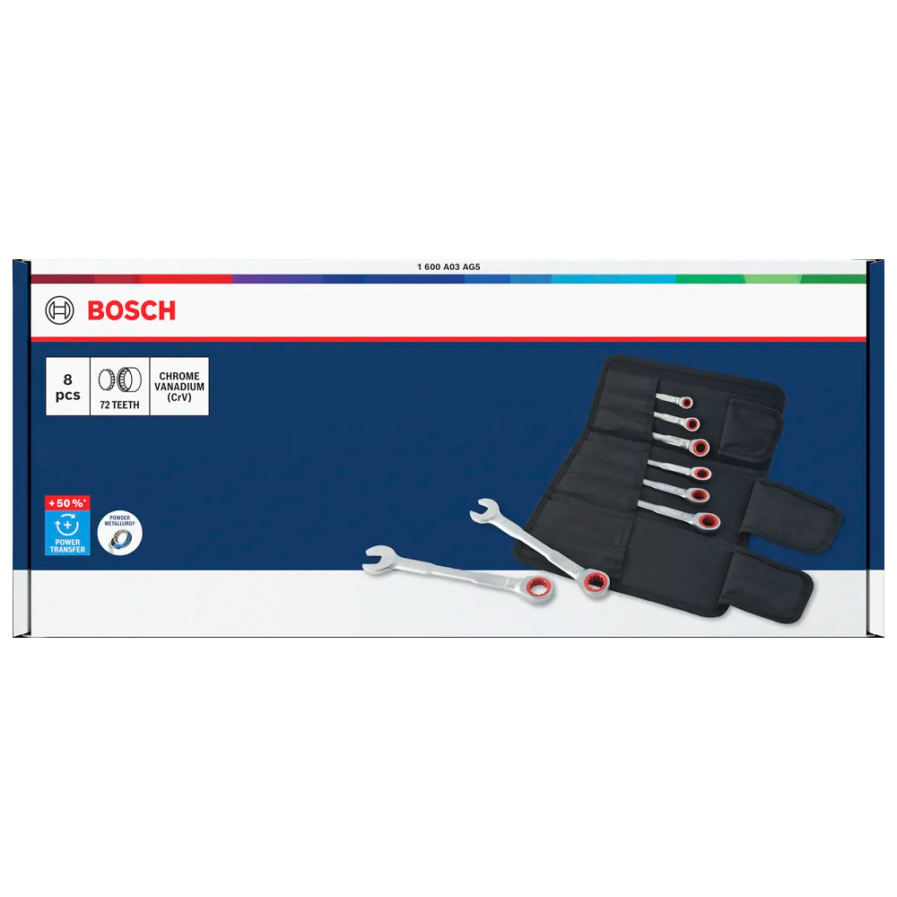 JUEGO LLAVE COMBINADA C/ RATCHET BOSCH 8-19 MM X8 PZ - 2