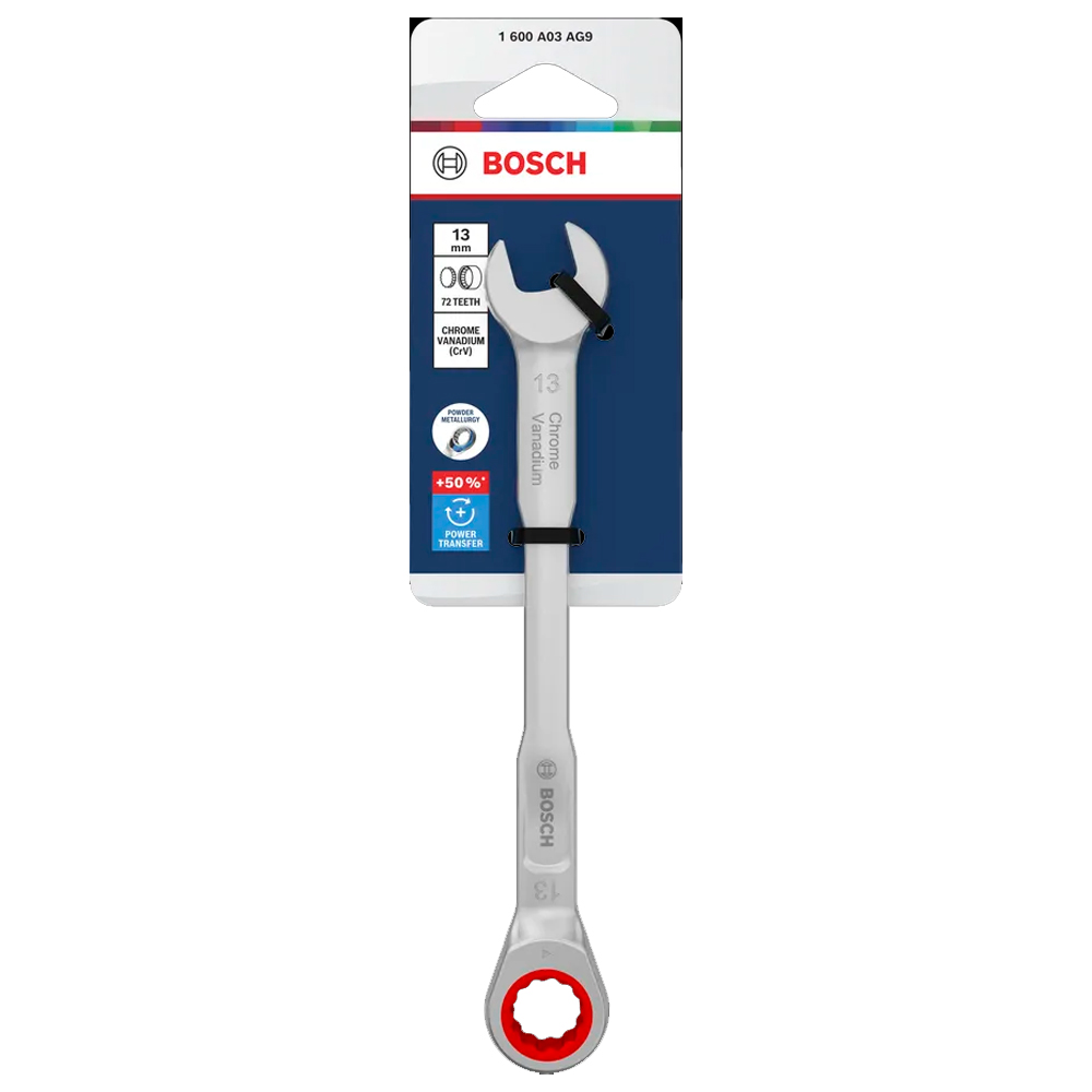 LLAVE COMBINADA C/ RATCHET BOSCH 13 MM X 179 MM 1600A03AG9 - 2
