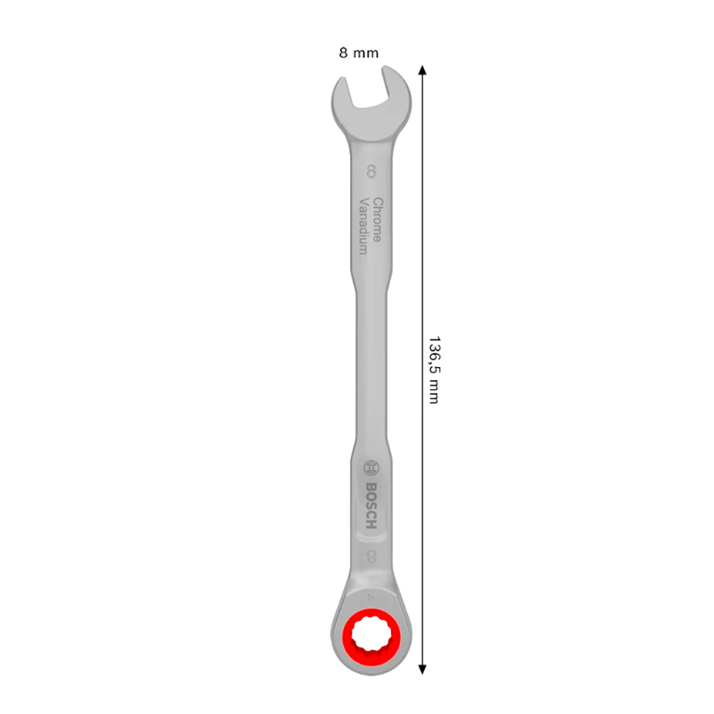 LLAVE COMBINADA C/ RATCHET 8 MM X 136.5 MM BOSCH - 3