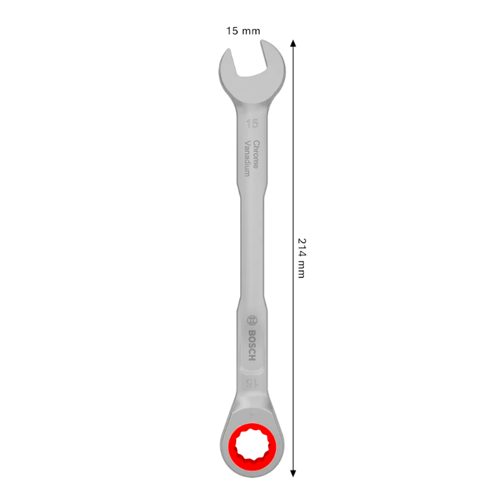 LLAVE COMBINADA C/ RATCHET 15 MM X 214 MM BOSCH - 3