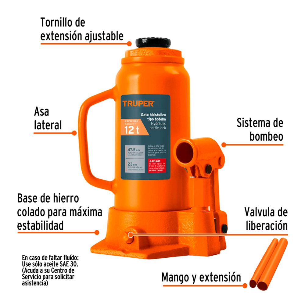 GATA DE BOTELLA DE 12 TON TRUPER GAT-12 - 2