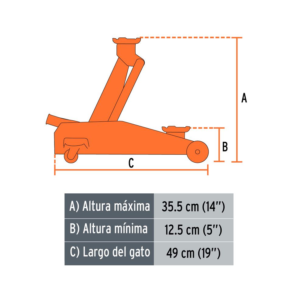 GATA TIPO LAGARTO 2.5 TON DE 50 MOVIMIENTOS CON MALETÍN TRUPER GAPA-2M - 3