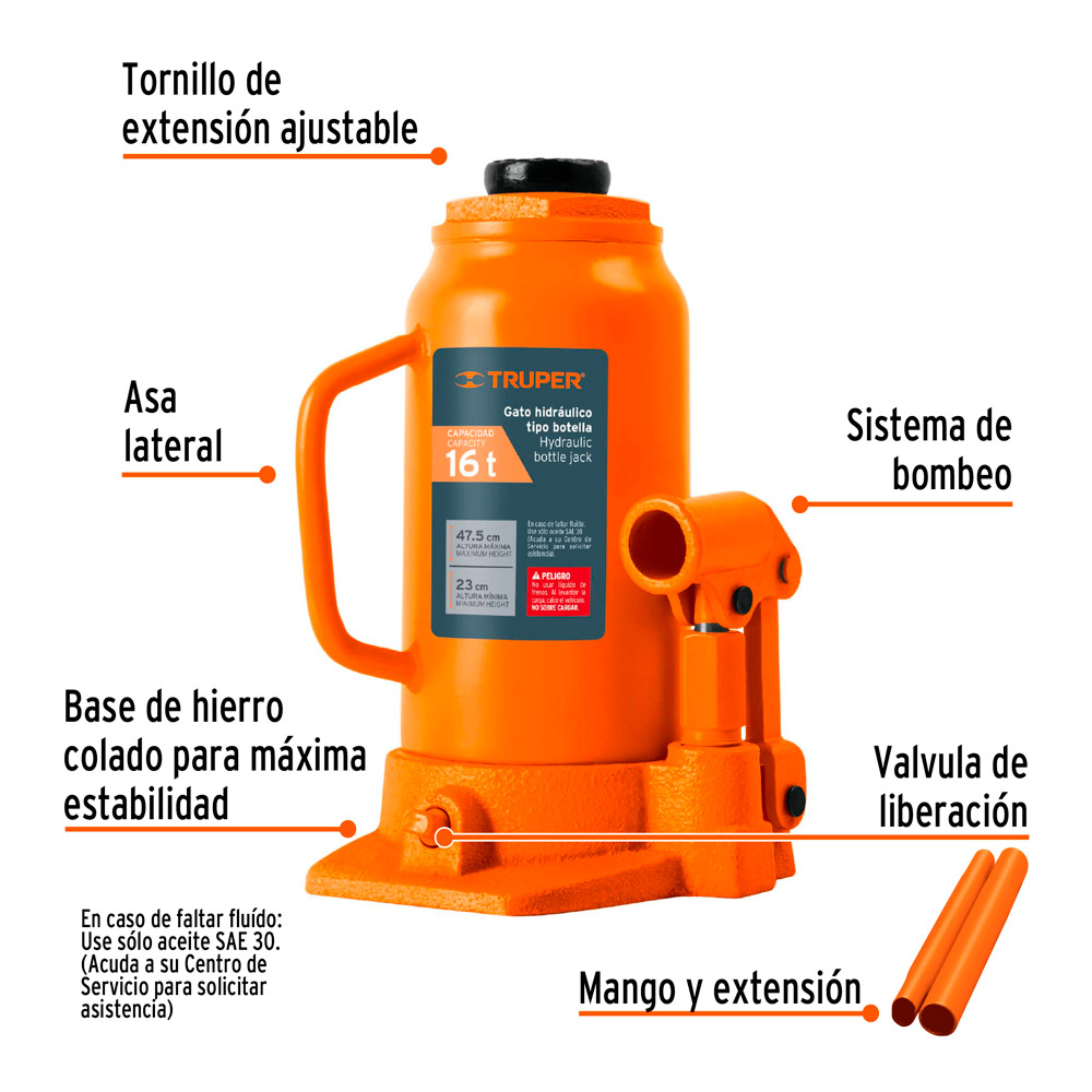 GATA DE BOTELLA DE 16 TON TRUPER GAT-16 - 2