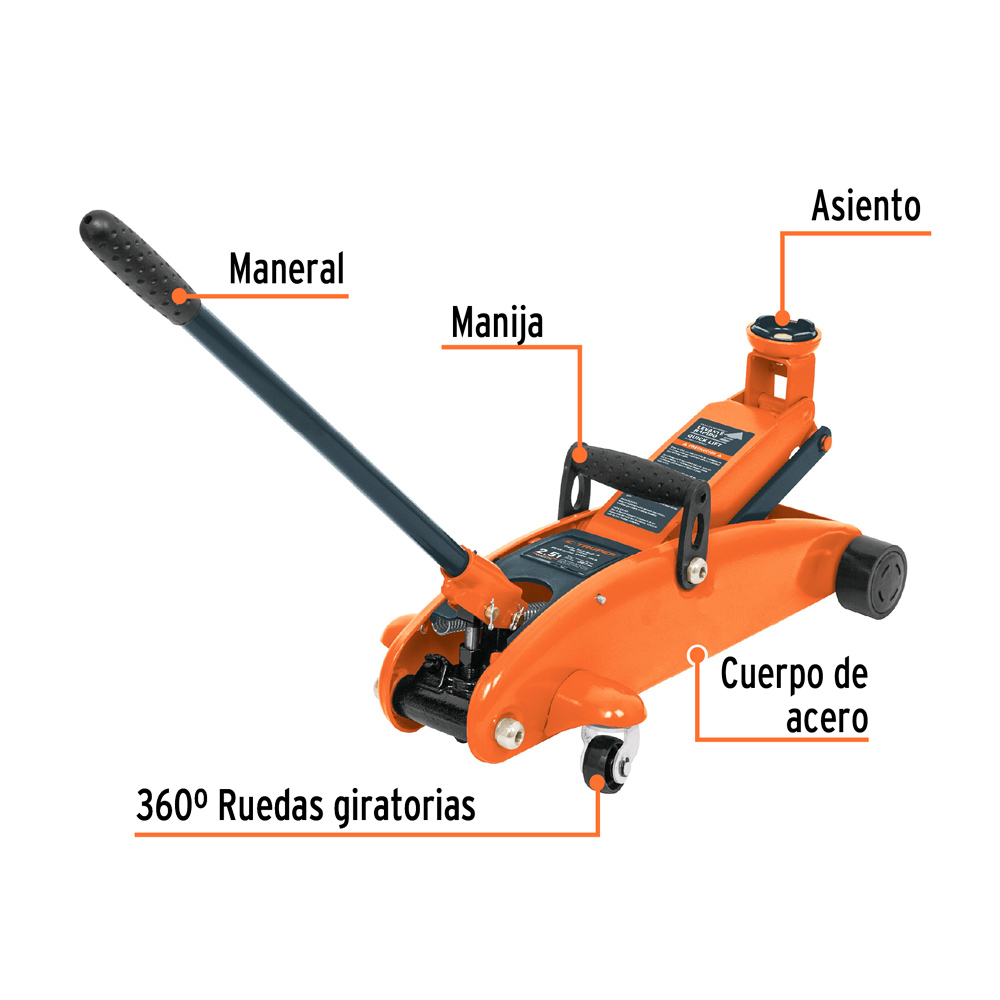 GATA TIPO LAGARTO 2.5 TON DE ELEVACIÓN RÁPIDA CON MALETÍN GAPA-250 - 2