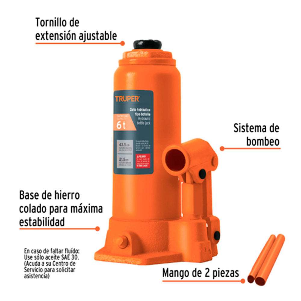 GATA DE BOTELLA DE 6 TON TRUPER GAT-6 - 2