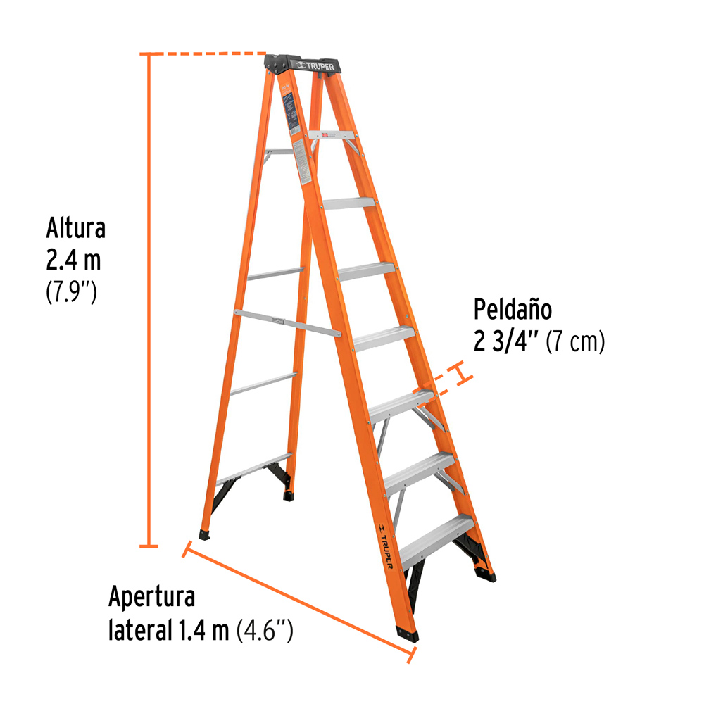 ESCALERA DE TIJERA TIPO LL 7 PELDAÑOS FIBRA DE VIDRIO - 3