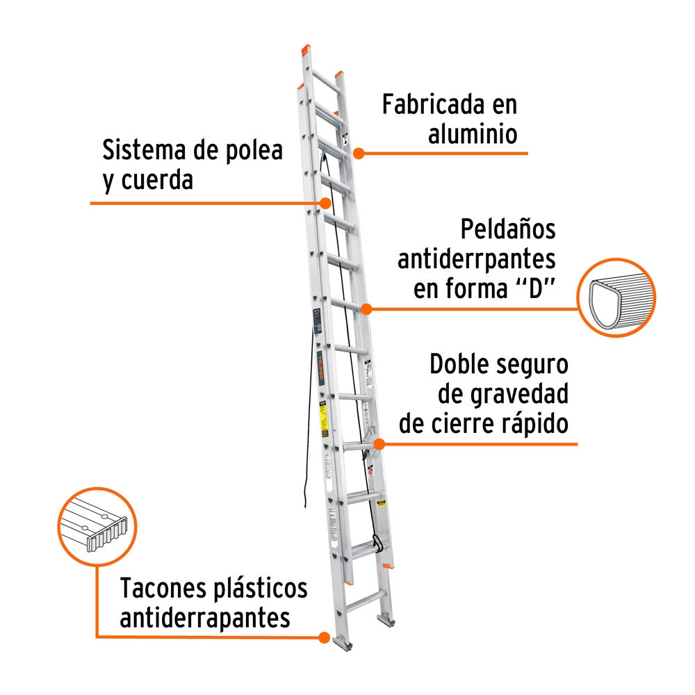 ESCALERA DE EXTENSIÓN TIPO II 24 PELDAÑOS TRUPER - 2