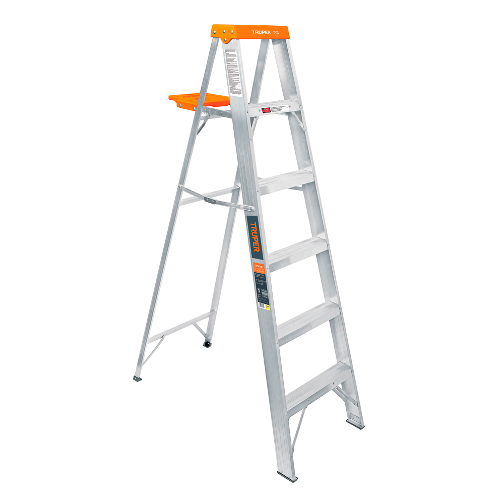 ESCALERA DE TIJERA TIPO LL 5 PELDAÑOS Y BANDEJA TRUPER - 1