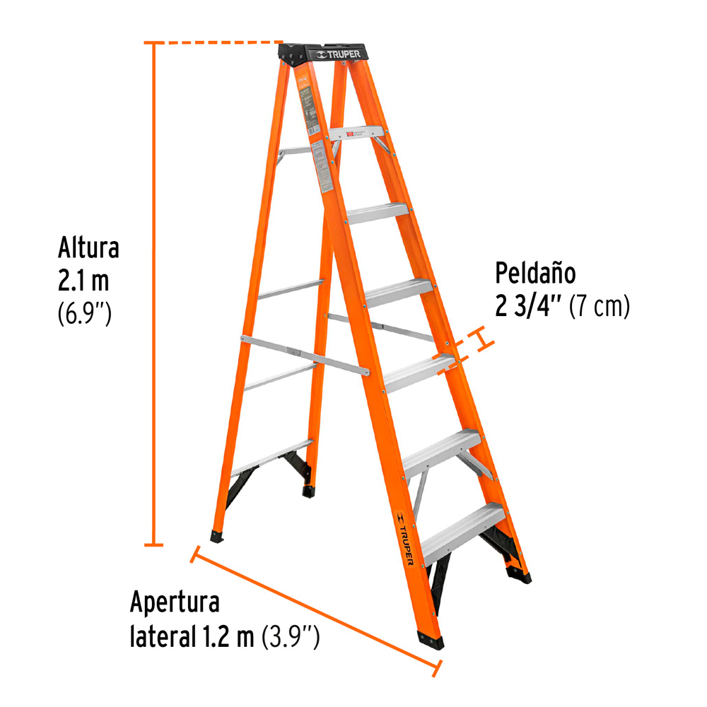 ESCALERA DE TIJERA TIPO LL 6 PELDAÑOS FIBRA DE VIDRIO - 3
