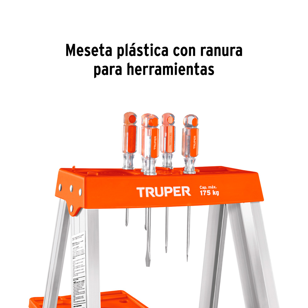 ESCALERA DE TIJERA TIPO II 9 PELDAÑOS Y BANDEJA TRUPER - 4