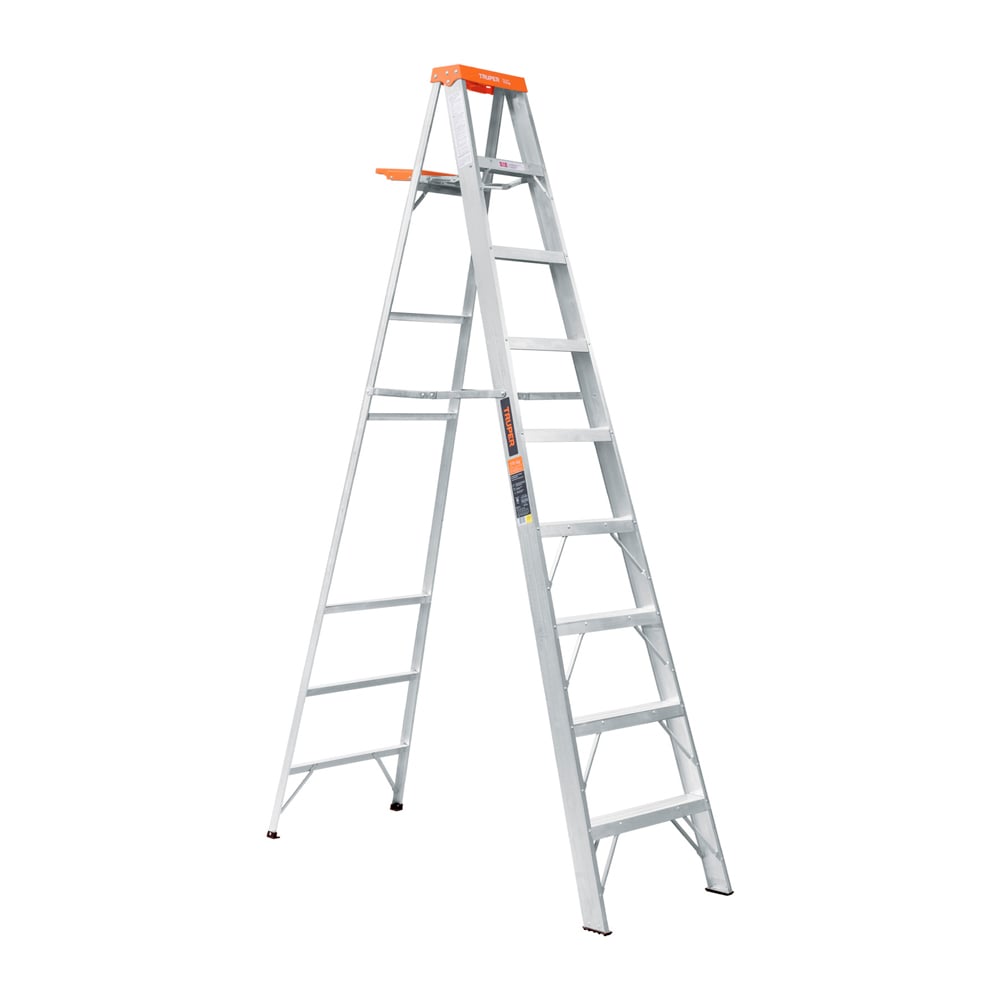 ESCALERA DE TIJERA TIPO LL 8 PELDAÑOS Y BANDEJA TRUPER - 1