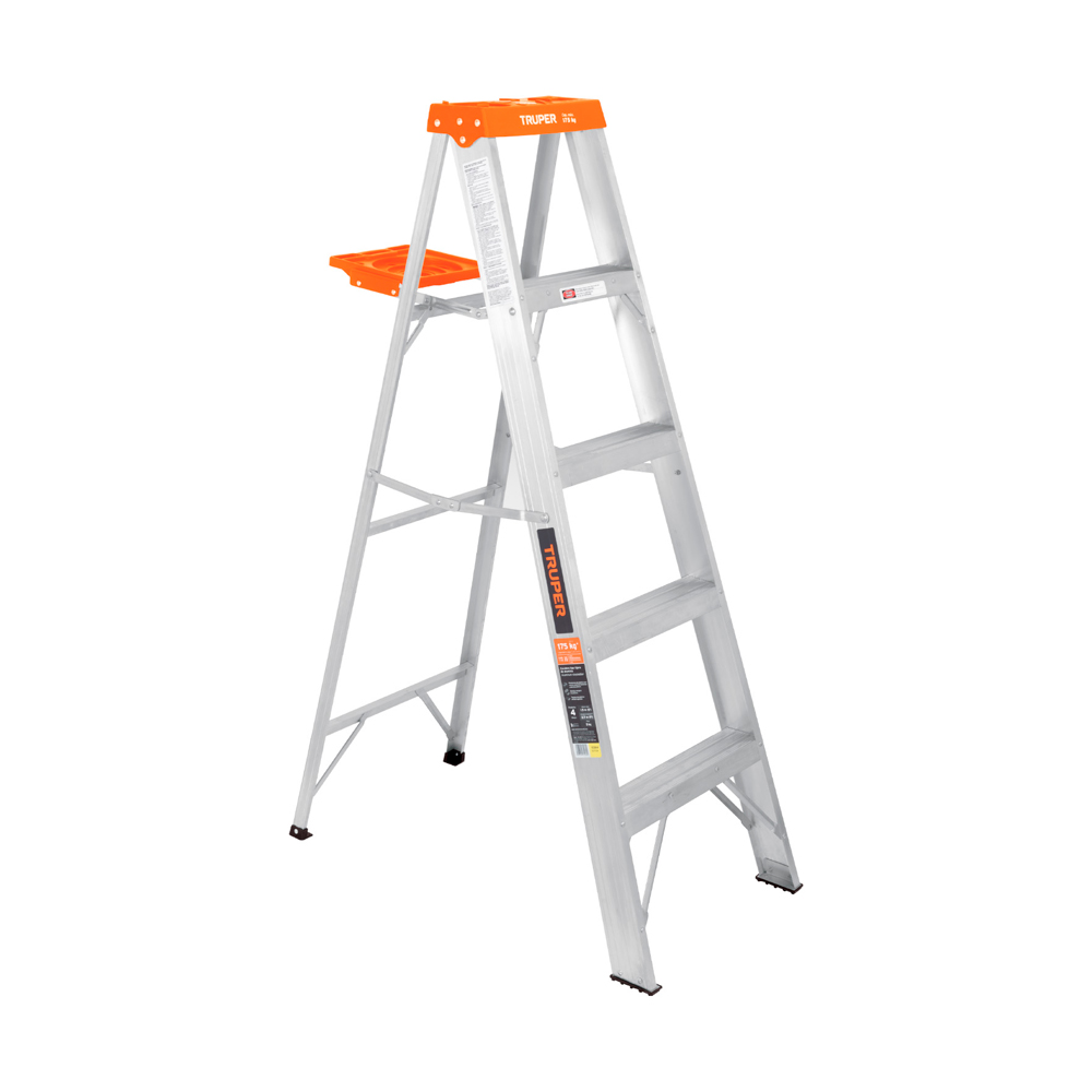 ESCALERA DE TIJERA TIPO LL 4 PELDAÑOS Y BANDEJA TRUPER - 1