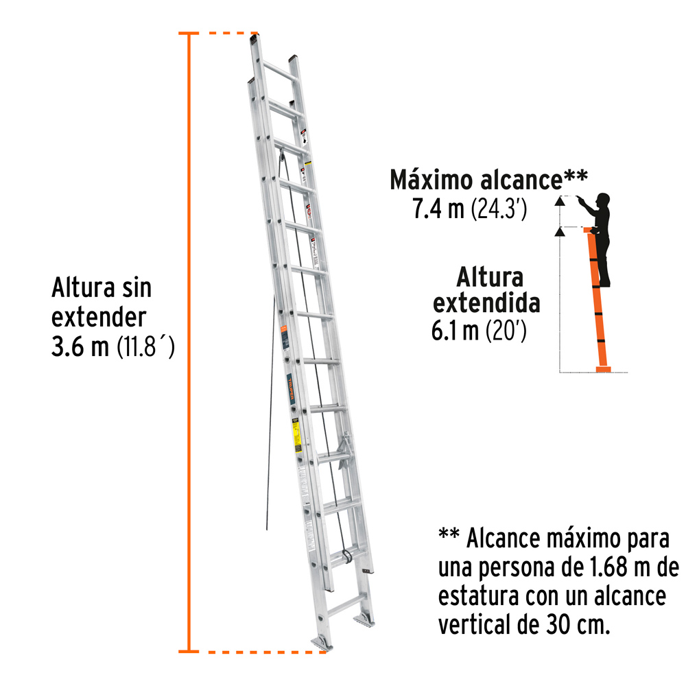 ESCALERA DE EXTENSIÓN TIPO III 24 PELDAÑOS TRUPER - 3