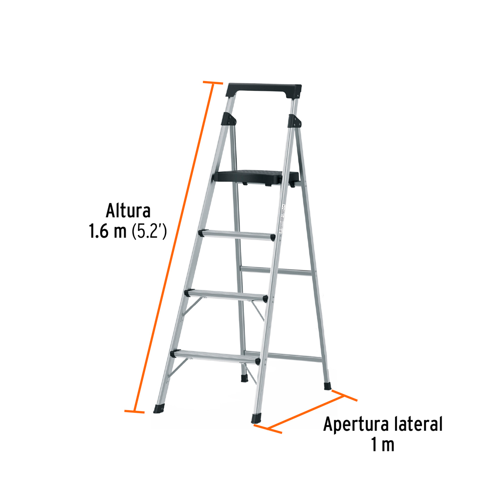 ESCALERA TUBULAR PLEGABLE 4 PELDAÑOS ALUMINIO TRUPER - 3